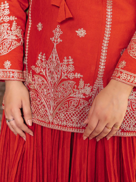 Embroidered Ready To Wear Gotta Patti Lehenga & Choli